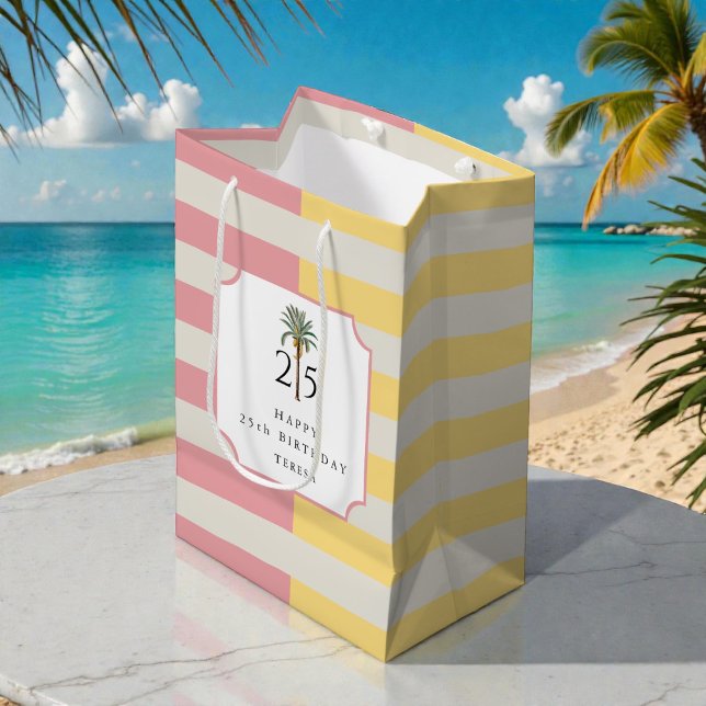 Palm Beach Pastellrandig Tropisk Födelsedag (Skapare uppladdad)
