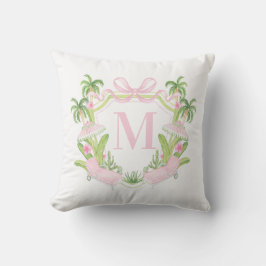 Palm Beach Pink Loungers Monogram Crest Kudde