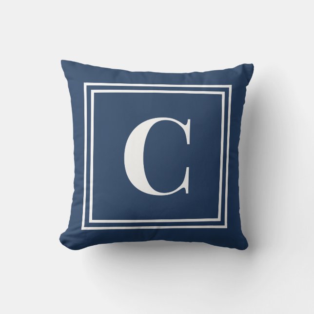 Palm Beach Preppy Blå Monogram Kastkudde Kudde (Framsida)