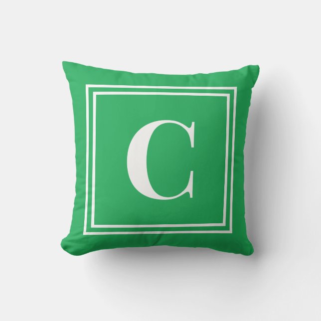 Palm Beach Preppy Green Monogram Throw Pillow Kudde (Framsida)
