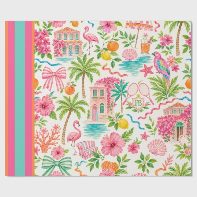 Palm Beach Preppy Inpackningspapper Presentpapper (Platt)