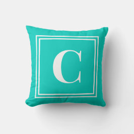 Palm Beach Preppy Turquoise Monogram Throw Pillow Kudde