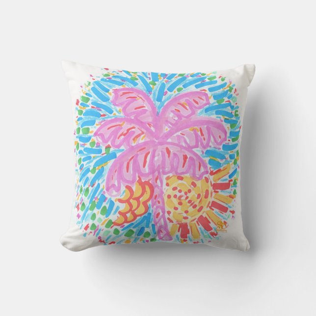 Palm Beach rosa bananträd Kudde (Framsida)