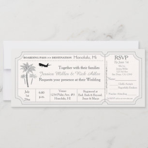 Palm Bröllopsdestination Biljett Inbjudan RSVP