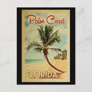 Palm Coast Palmträd Vintage Resa Vykort