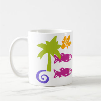 Palm & Fish Blocktryck Mug Kaffemugg