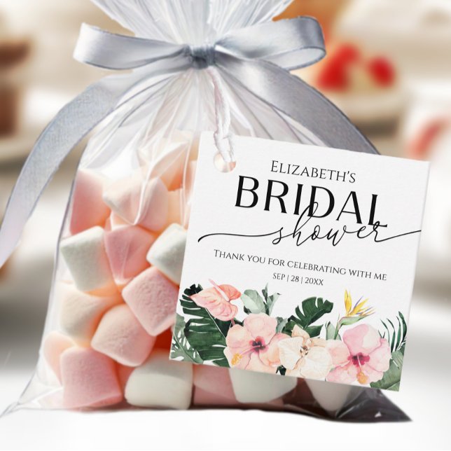 Palm Hibiscus Tropisk Bröllopsdusch tack Gåvor Etiketter (Skapare uppladdad)