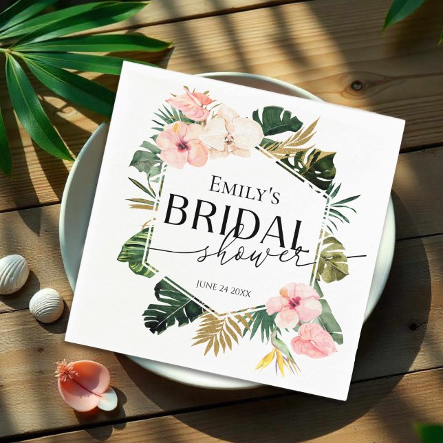 Palm Hibiscus Tropisk Bröllopsfest för brudar Serv Pappersservett (Skapare uppladdad)