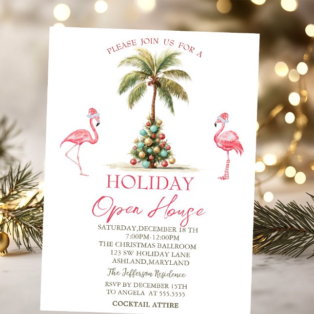 Palm Julkulor Flamingos Julfirande Öppet Hus  Inbjudningar (Skapare uppladdad)