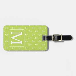 Palm Leaf Grönt och Vita Ankare Monogram Bagagebricka