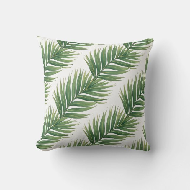 Palm Leaf Repeat Pattern – Tropical Botanical Kudde (Framsida)