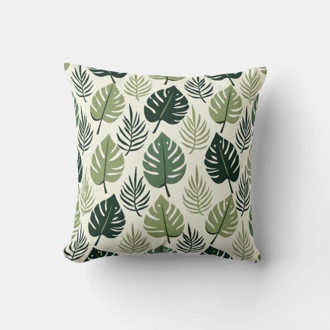 Palm Leaf Repeat Pattern – Tropical Botanical  Kudde (Framsida)