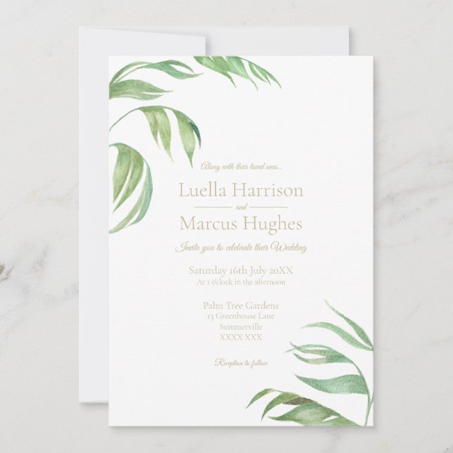 Palm Leaves Wedding Invitation Inbjudningar (Framsida)