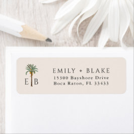 Palm Logotyp Tropisk Monogram Personlig Returadress Etikett