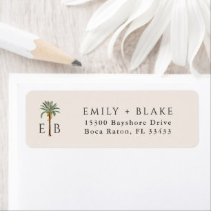 Palm Logotyp Tropisk Monogram Personlig Returadress Etikett