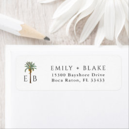 Palm Logotyp Tropisk Monogram Personlig Returadress Etikett