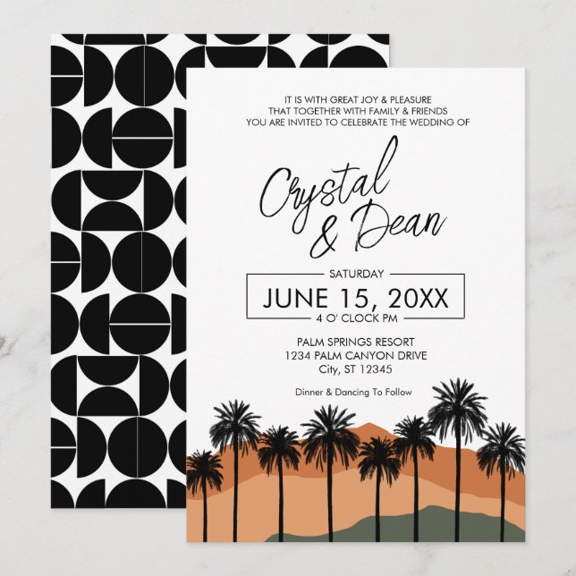 Palm Modern Wedding Invitation (nuetral) Inbjudningar (Fram/baksida)