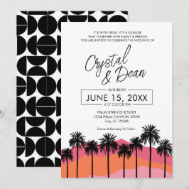 Palm Modern Wedding Invitation (pink) Inbjudningar