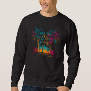 Palm Ocean Tropisk Ö Island Strand Palm Träd Somma Lång Ärmad Tröja