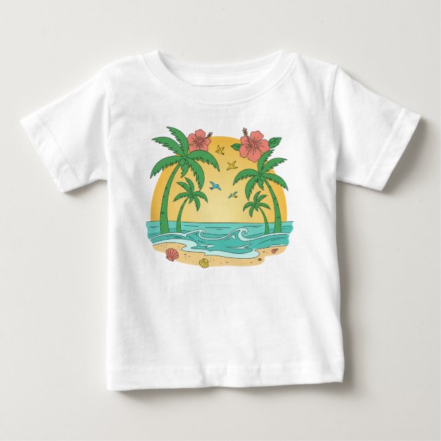 Palm Paradise – Cute Tropical Summer T-Shirt (Framsida)