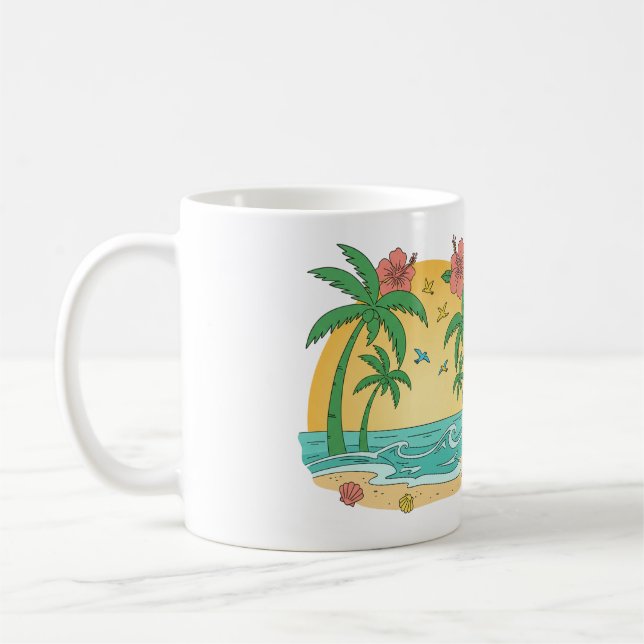 Palm Paradise Tropical Beach Mug Kaffemugg (Vänster)