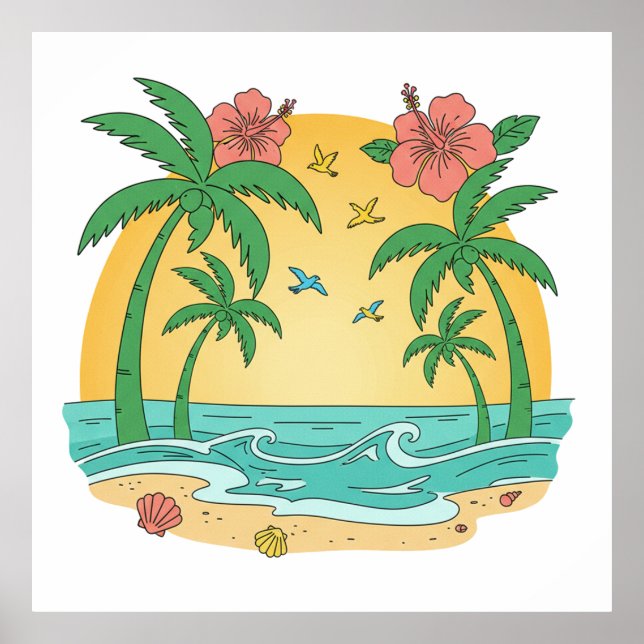 Palm Paradise Tropical Beach Poster (Framsidan)