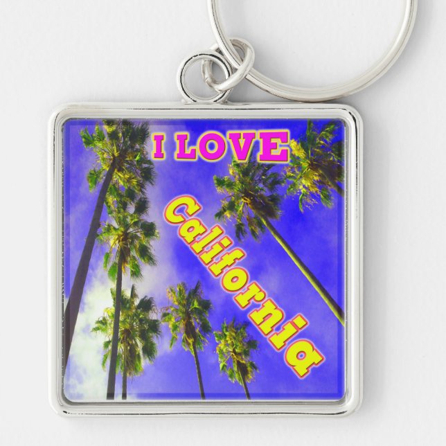 "Palm Sky: I LOVE California 1" Nyckelring (Framsidan)