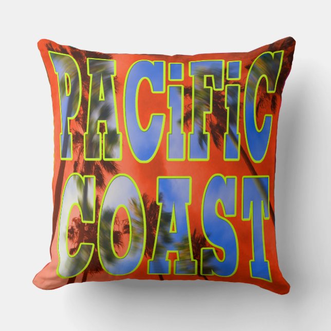 "Palm Sky: Pacific Coast" Kudde (Framsida)