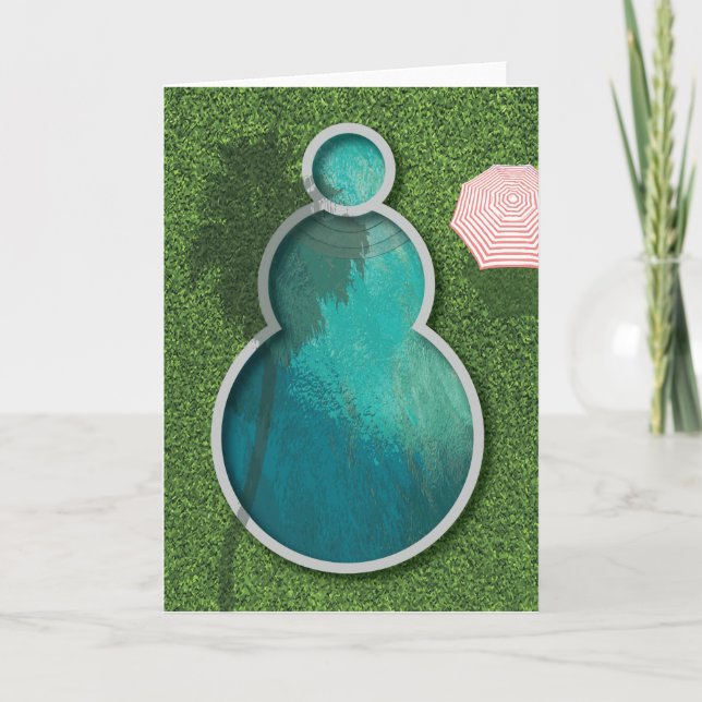 Palm Spring snögubbebassäng Helgkort (Framsida)