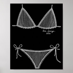 Palm Springs 2026 Bikini Sommaruppehål Linje Konst Poster