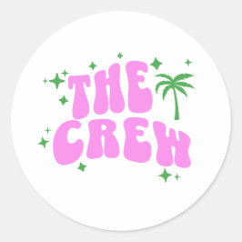 palm springs bachelorette party crew pink retro runt klistermärke