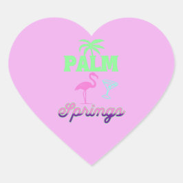 palm springs bachelorette party retro pink hjärtformat klistermärke