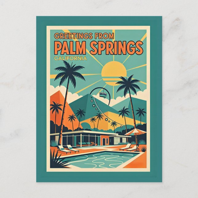 Palm Springs CA Mid Century Modern Vykort (Framsida)