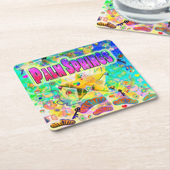 Palm Springs Epoch Hour Coasters Underlägg Papper Kvadrat (Vinklad)
