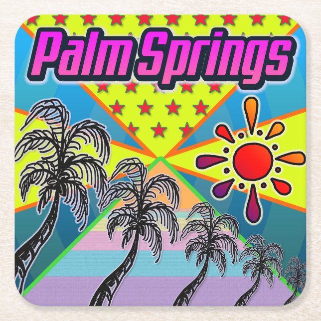 Palm Springs  Frihets Coaster Underlägg Papper Kvadrat (Framsidan)