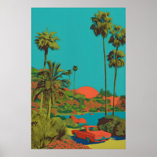 Palm Springs konsttryck Mid-Century Modern bil Poster