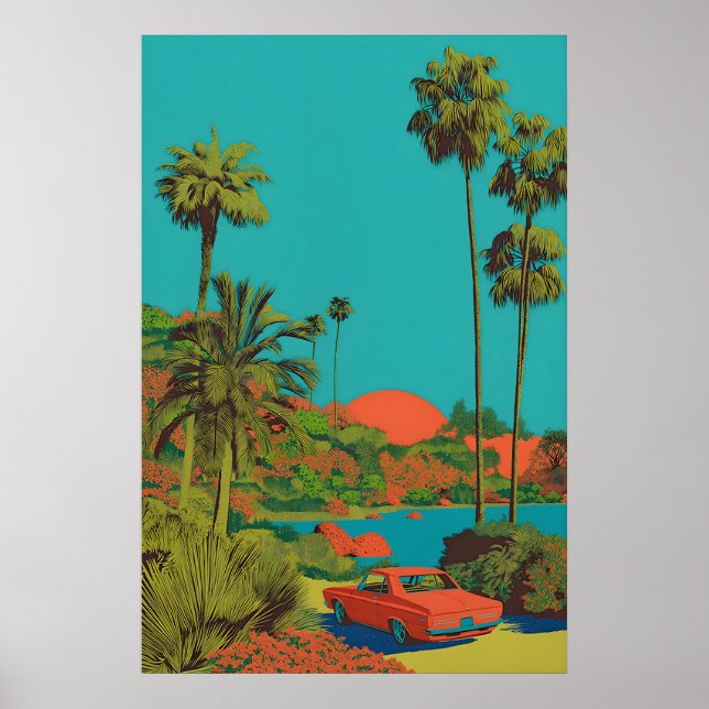Palm Springs konsttryck Mid-Century Modern bil Poster (Framsidan)