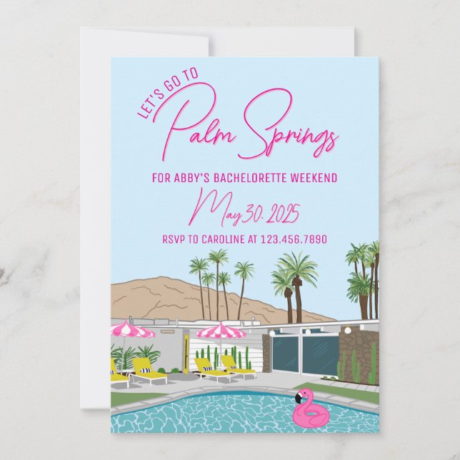 Palm Springs Mid-Century Mod inbjudningsmall Inbjudningar (Framsida)