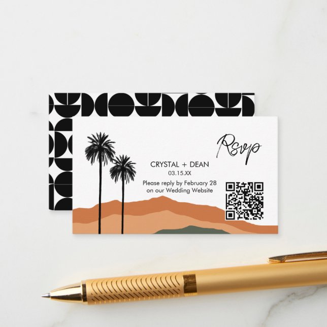 Palm Springs Moderna Rsvp-bifogad kort tan/oliv (Fram/Back In Situ)