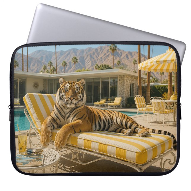 Palm Springs Pool Tiger Laptop Fodral (Framsidan)