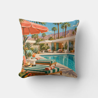 Palm Springs Poolside Retro Mid Century Kudde