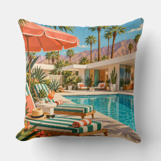 Palm Springs Poolside Retro Mid Century Modern Art Kudde