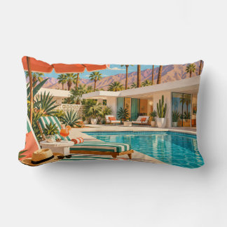 Palm Springs Poolside Retro Mid Century Modern Art Lumbarkudde