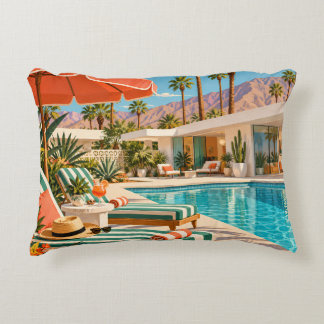 Palm Springs Poolside Retro Mid Century Modern Art Prydnadskudde