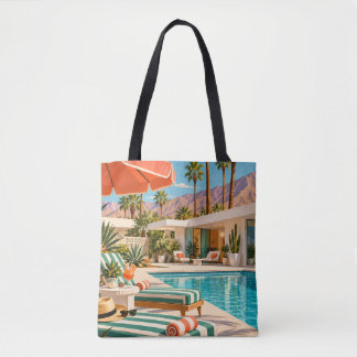 Palm Springs Poolside Retro Mid Century Modern Art Tygkasse