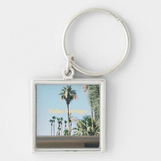 Palm Springs-resa souvenir Fyrkantig Silverfärgad Nyckelring (Framsidan)