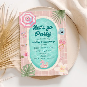 Palm Springs sommar poolparty födelsedagsinbjudan Inbjudningar
