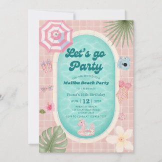 Palm Springs sommar poolparty födelsedagsinbjudan Inbjudningar