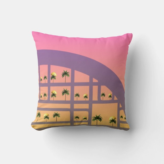 Palm Sunset Pattern Throw Pillow 16" x 16" Kudde (Framsida)