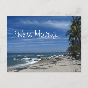 Palm Tree Beach; Change of Address Meddelande Vykort